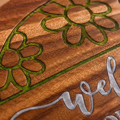 Welcome to Our Home Acacia Wood Sign with Epoxy Inlay