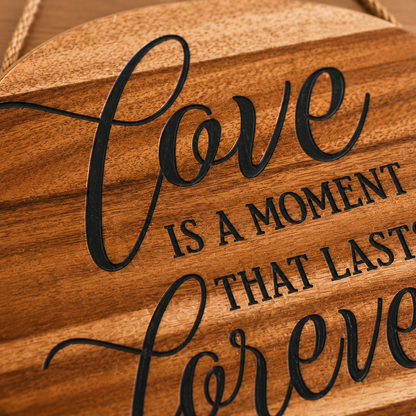 Love is a Moment that Lasts Forever Acacia Wood Sign with Epoxy Inlay
