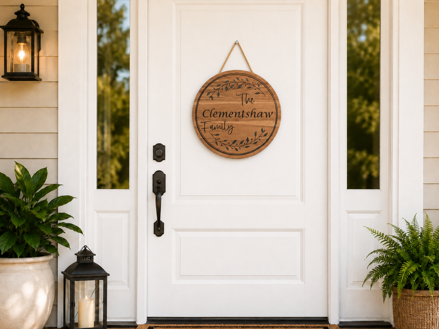 Personalized Family Name Acacia Wood Sign with Epoxy Inlay