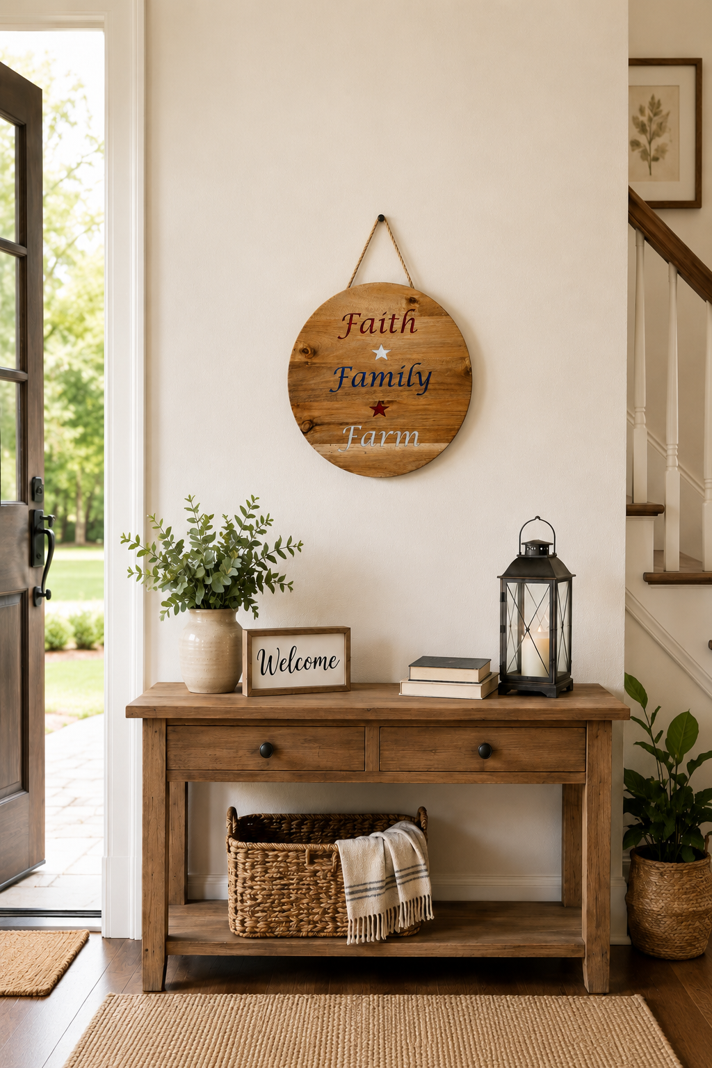 Faith Family Farm Acacia Wood Sign with Epoxy Inlay