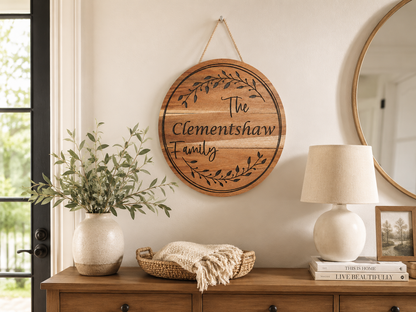 Personalized Family Name Acacia Wood Sign with Epoxy Inlay