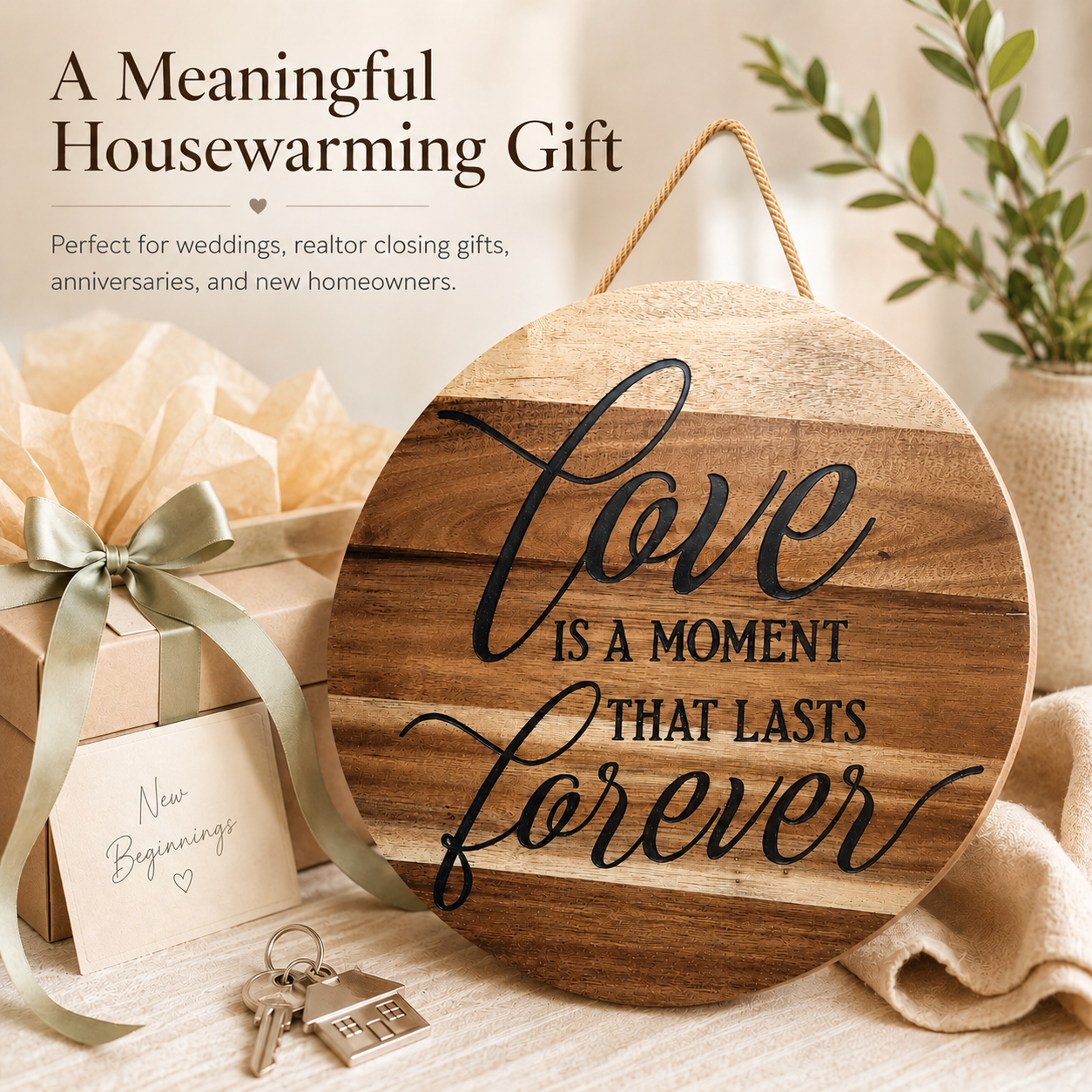 Love is a Moment that Lasts Forever Acacia Wood Sign with Epoxy Inlay