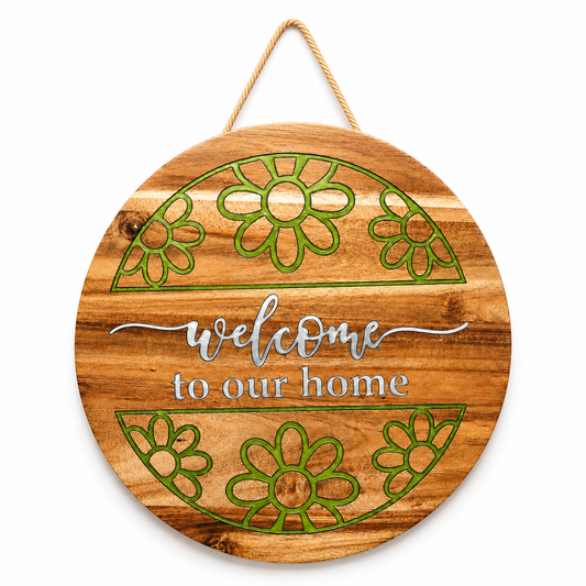 Welcome to Our Home Acacia Wood Sign with Epoxy Inlay