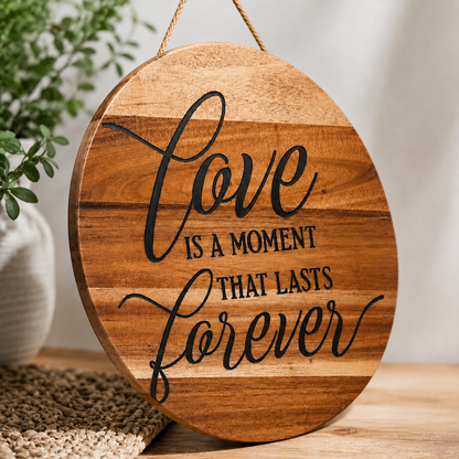 Love is a Moment that Lasts Forever Acacia Wood Sign with Epoxy Inlay