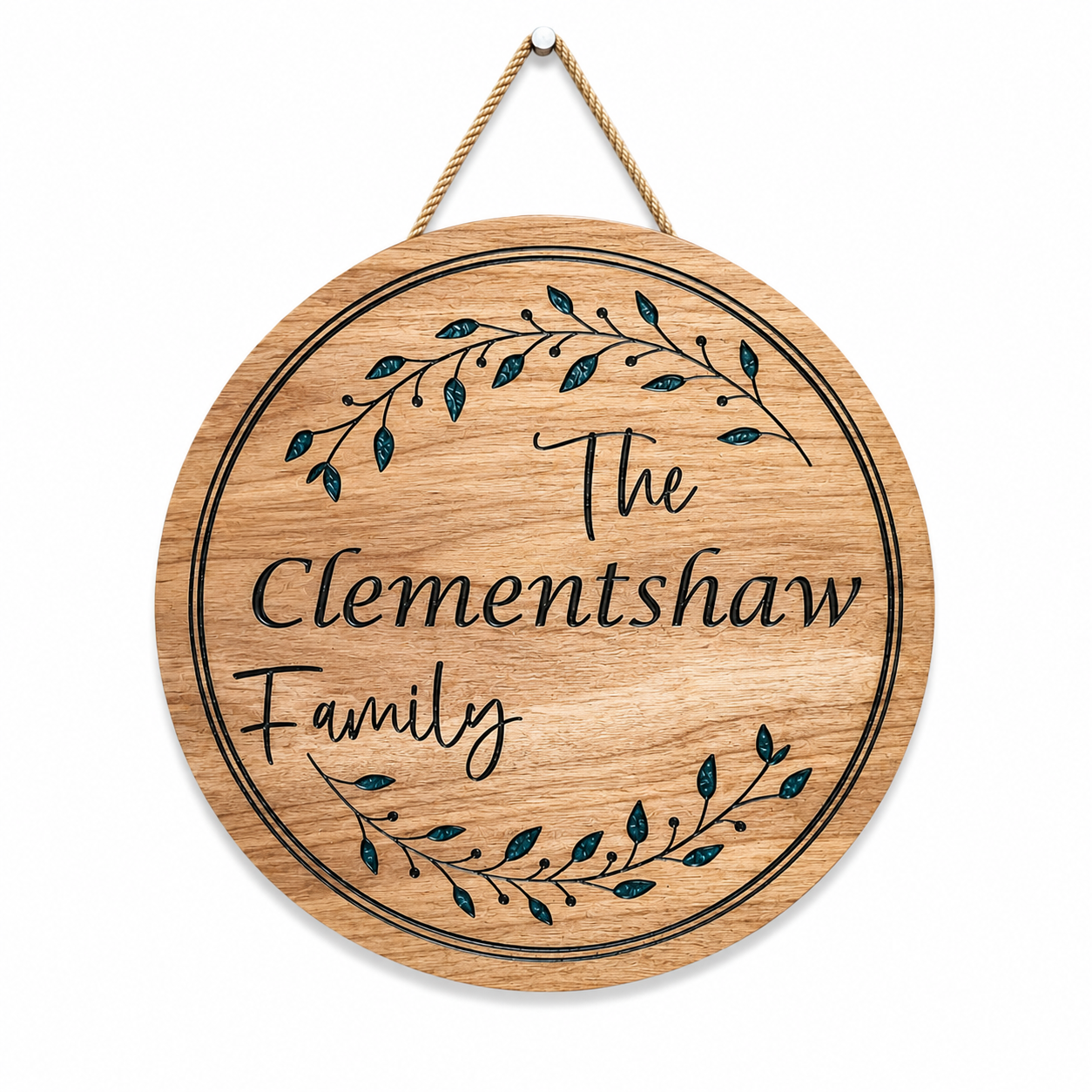 Personalized Family Name Acacia Wood Sign with Epoxy Inlay