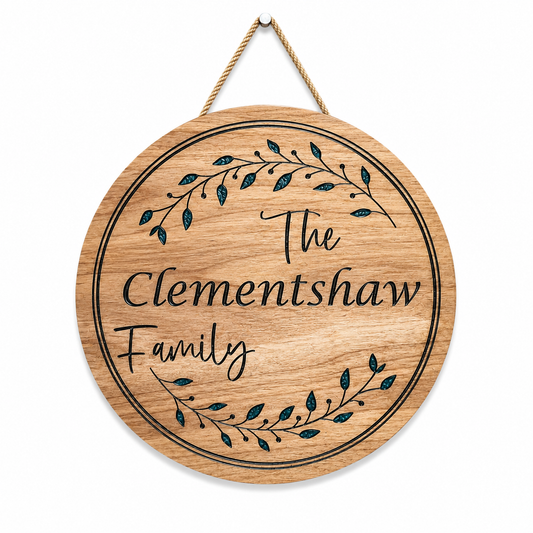 Personalized Family Name Acacia Wood Sign with Epoxy Inlay
